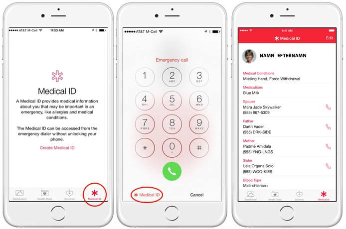 medical id iphone وضعیت سلامت در آیفون